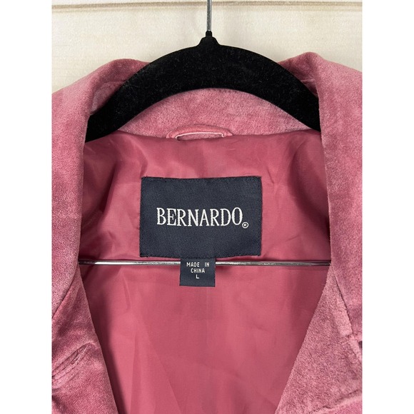 Bernardo Coat Womens Large Pink Suede Leather Button Front Lined Mid Length - Picture 5 of 10